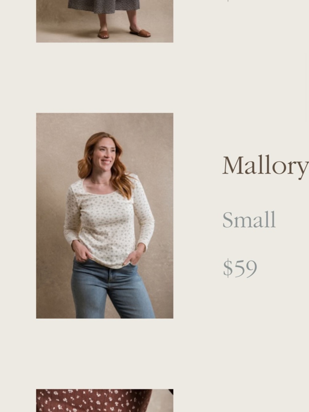 Mallory Long-Sleeve Square-Neck Top in Cream Floral
